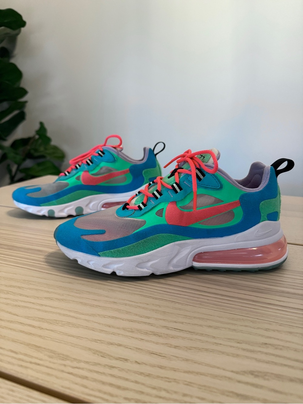 Nike Air Max 270 React Electro Green Lagoon Women’s 7.5 Colorful Sneakers